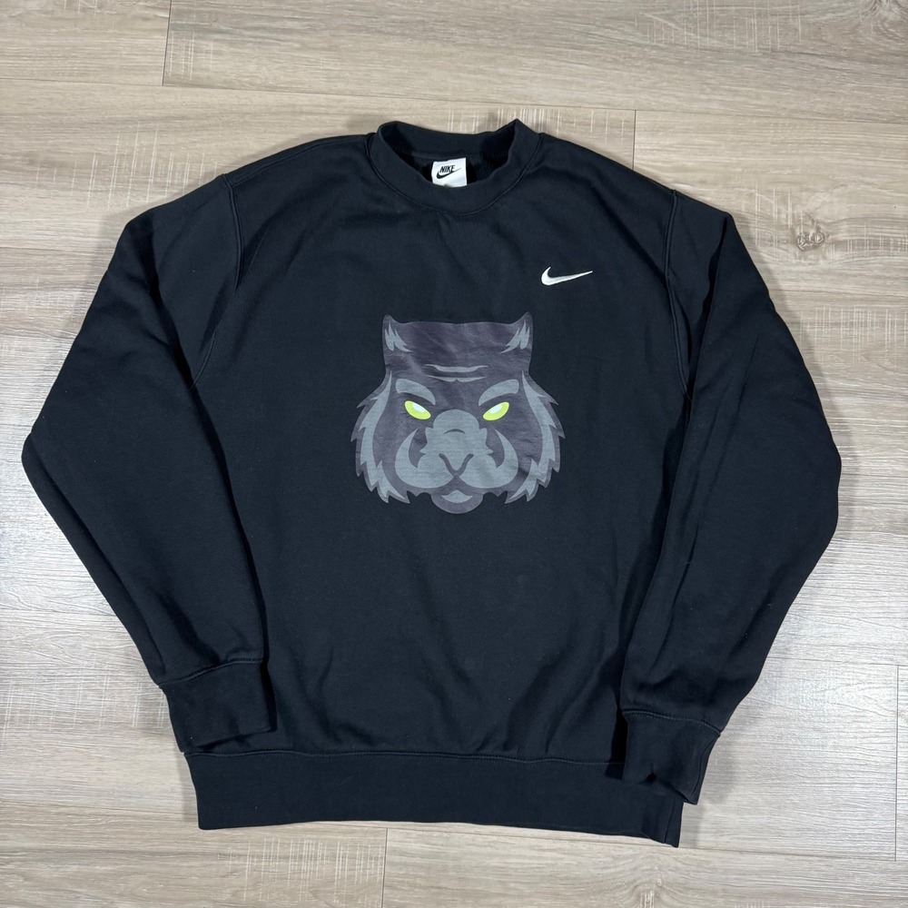 Nike Black Crewneck Pullover Sweatshirt Wild Boar Graphic Logo Size M